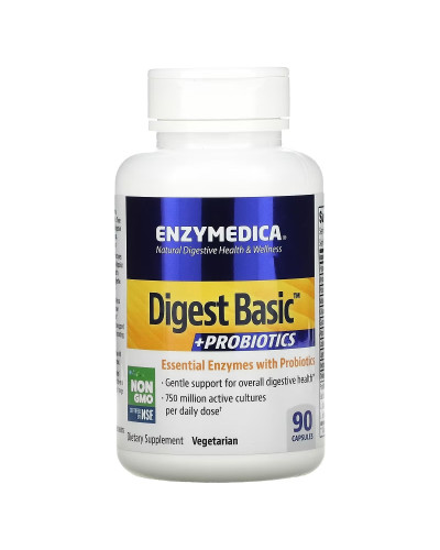 Ферменти з пробіотиками, Digest Basic + Probiotics, Enzymedica, 90 капсул