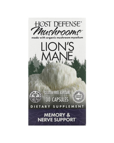 Ежовик гребенчатый, Поддержка памяти и нервов, Lion's Mane, Fungi Perfecti, 30 вегетарианских капсул