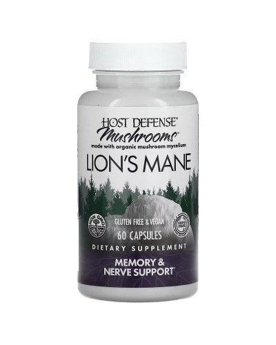 Ежовик гребенчатый, Поддержка памяти и нервов, Lion's Mane, Fungi Perfecti, 60 вегетарианских капсул