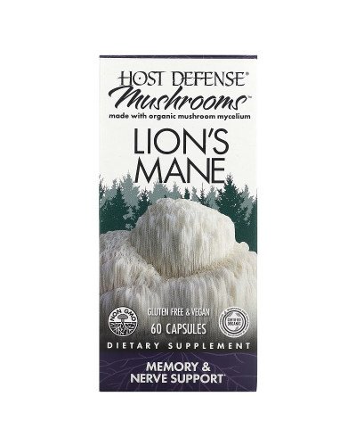 Ежовик гребенчатый, Поддержка памяти и нервов, Lion's Mane, Fungi Perfecti, 60 вегетарианских капсул