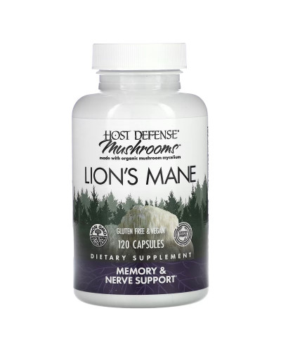 Ежовик гребенчатый, Поддержка памяти и нервов, Lion's Mane, Fungi Perfecti, 120 вегетарианских капсул
