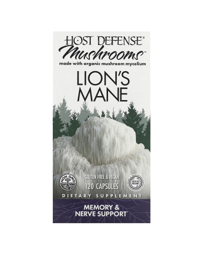Ежовик гребенчатый, Поддержка памяти и нервов, Lion's Mane, Fungi Perfecti, 120 вегетарианских капсул
