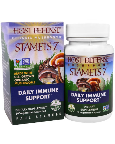 Ежедневная поддержка иммунитета, комплекс из 7 грибов, Stamets 7, Daily Immune Support, Fungi Perfecti, 30 вегетарианских капсул