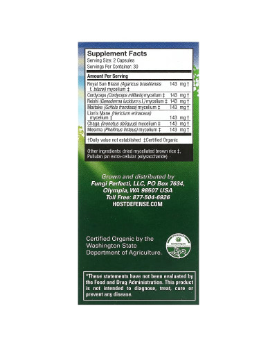 Ежедневная поддержка иммунитета, комплекс из 7 грибов, Stamets 7, Daily Immune Support, Fungi Perfecti, 60 вегетарианских капсул