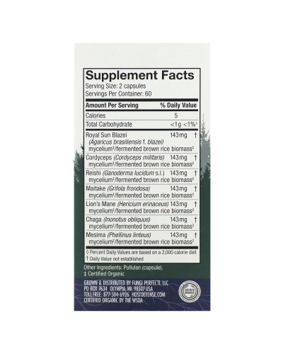 Ежедневная поддержка иммунитета, комплекс из 7 грибов, Stamets 7, Daily Immune Support, Fungi Perfecti, 120 вегетарианских капсул