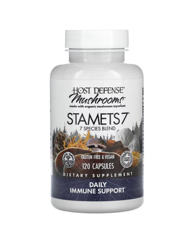 Ежедневная поддержка иммунитета, комплекс из 7 грибов, Stamets 7, Daily Immune Support, Fungi Perfecti, 120 вегетарианских капсул