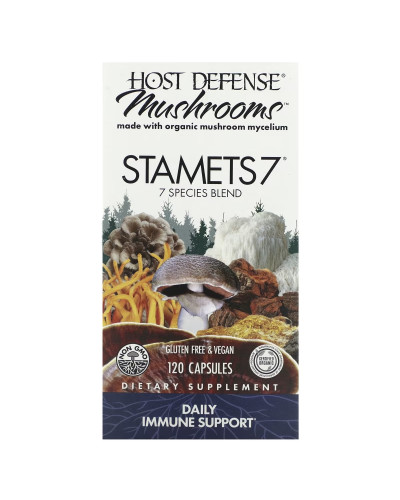 Ежедневная поддержка иммунитета, комплекс из 7 грибов, Stamets 7, Daily Immune Support, Fungi Perfecti, 120 вегетарианских капсул