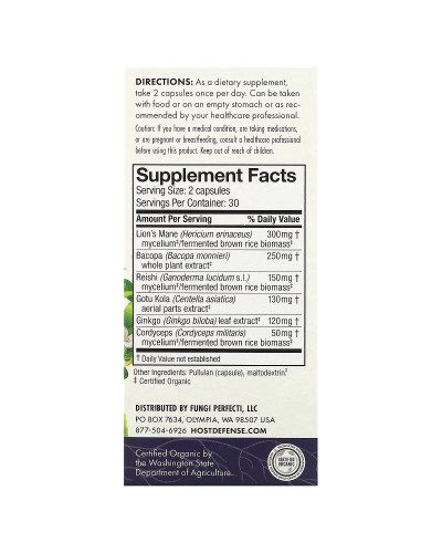 Грибы для здоровья мозга, MycoBotanicals, Brain, Fungi Perfecti, 60 капсул