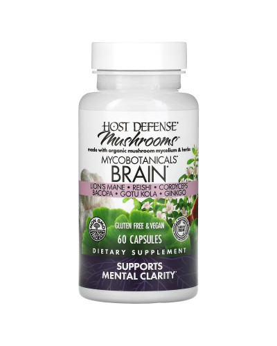 Грибы для здоровья мозга, MycoBotanicals, Brain, Fungi Perfecti, 60 капсул