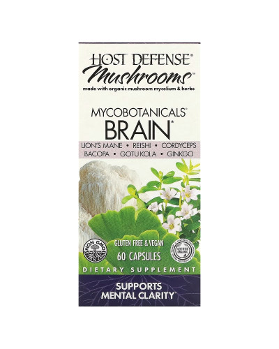 Грибы для здоровья мозга, MycoBotanicals, Brain, Fungi Perfecti, 60 капсул