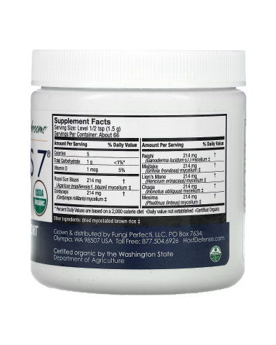 Ежедневная поддержка иммунитета, комплекс из 7 грибов, Stamets 7, Mushroom Mycelium Powder, Fungi Perfecti, 100 гр Ежедневная поддержка иммунитета, комплекс из 7 грибов, Stamets 7, Mushroom Mycelium Powder, Fungi Perfecti, 100 гр