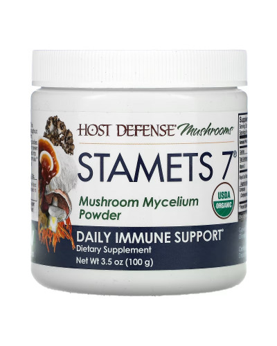 Ежедневная поддержка иммунитета, комплекс из 7 грибов, Stamets 7, Mushroom Mycelium Powder, Fungi Perfecti, 100 гр