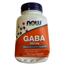 УЦЕНКА GABA (гамма-аминомасляная кислота) 500мг, Now Foods, 100 вегетарианских капсул (вмятины)