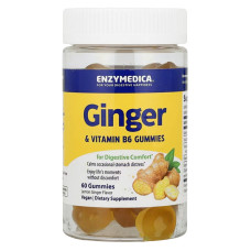 Имбирь с витамином В6, вкус лимона и имбиря, Enzymedica, 60 жевательных конфет