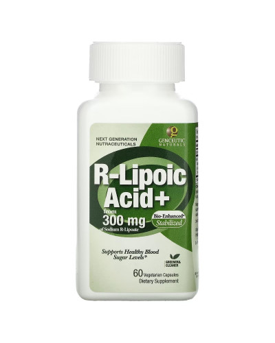 R-липоевая кислота, R-Lipoic Acid+, Genceutic Naturals, 60 вегетарианских капсул