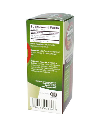 Корица, 500 мг, Cinnamon, Genceutic Naturals, 60 капсул