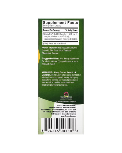 Коензим Q10, 100 мг, CoQ10, Genceutic Naturals, 60 вегетаріанських капсул
