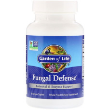 Ферментная поддержка и растительная защита от грибков, Fungal Defense, Garden of Life, 84 вегетарианские капсулы