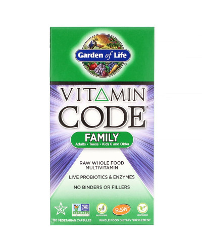 Мультивитамины для семьи, Vitamin Code, Family Multivitamin, Garden of Life, 120 вегетарианских капсул