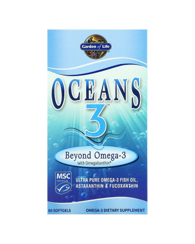 Омега-3 с омега-ксантином, Oceans 3 with OmegaXanthin, Garden of Life, 60 желатиновых капсул