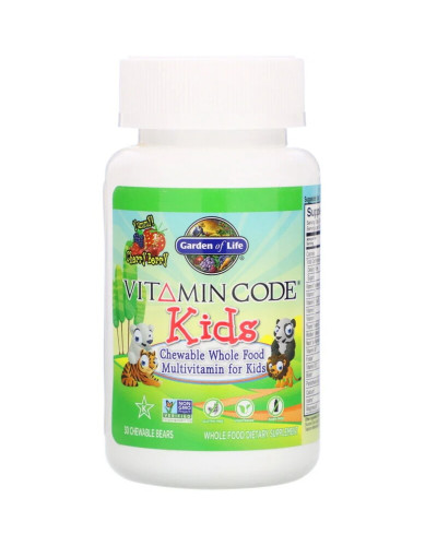 Поливитамины для детей, вкус вишни, Vitamin Code, Garden of Life, 30 жевательных мишек Поливитамины для детей, вкус вишни, Vitamin Code, Garden of Life, 30 жевательных мишек