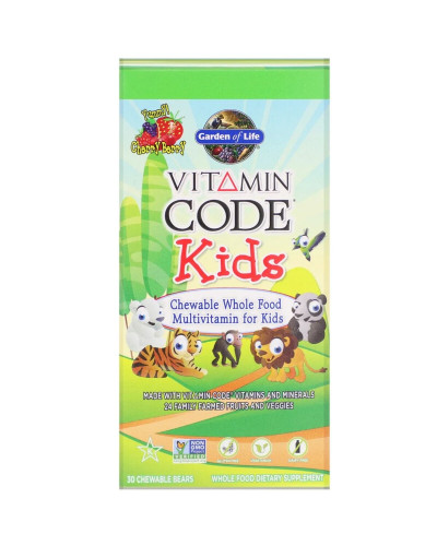 Поливитамины для детей, вкус вишни, Vitamin Code, Garden of Life, 30 жевательных мишек