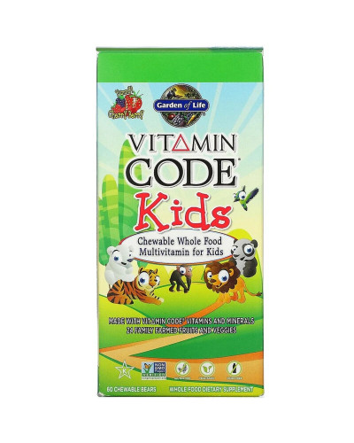 Поливитамины для детей, вкус вишни, Vitamin Code, Garden of Life, 60 жевательных мишек