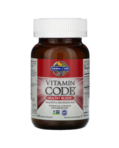 Комплекс для здоровья Крови, Healthy Blood, Vitamin Code, Garden of Life, 60 веганских капсул