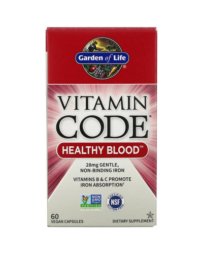 Комплекс для здоровья Крови, Healthy Blood, Vitamin Code, Garden of Life, 60 веганских капсул