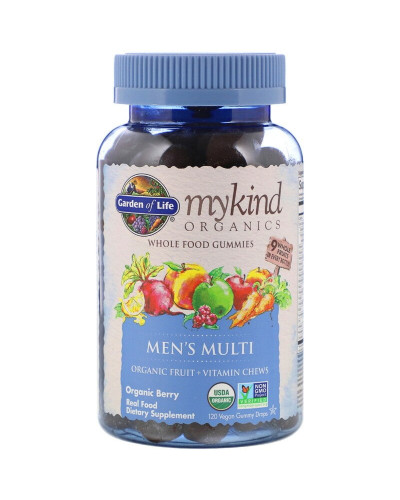 Органічні Мультівітаміни для Чоловіків, органічні ягоди, MyKind Organics, Garden of Life, 120 вегетаріанських жувальних цукерок
