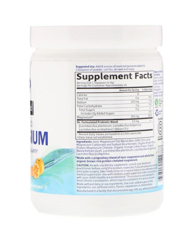 Магниевый порошок, шипучий напиток со вкусом апельсина, Whole Food Magnesium Powder, Dr. Formulated, Garden of Life, 7 унций (197,4 г)
