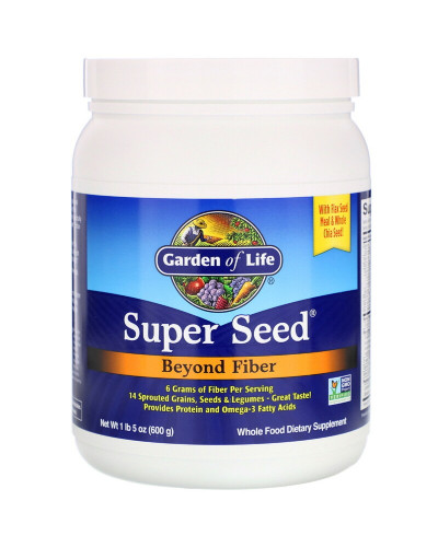 Суміш З Пророслого Насіння, Зерен і Бобових, Джерело Клітковини, Super Seed, Beyond Fiber, Garden of Life, 600 г (1 фунт 5 унцій)