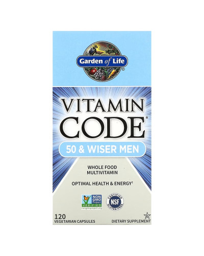Чоловічі Мультівітаміни 50+, Vitamin Code, Garden of Life, 120 вегетаріанських капсул