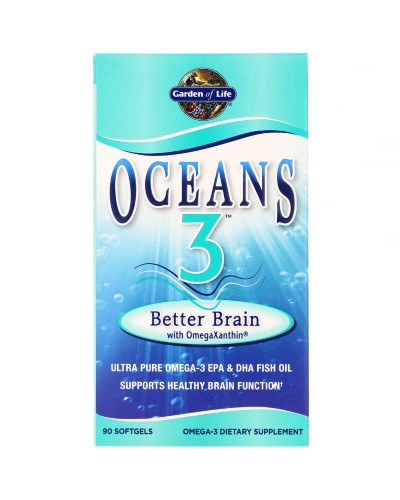 Комплекс Для Підтримки Мозку З Омега-Ксантином, Oceans 3, Better Brain with OmegaXanthin, Garden of Life, 90 м'яких желатинових капсул