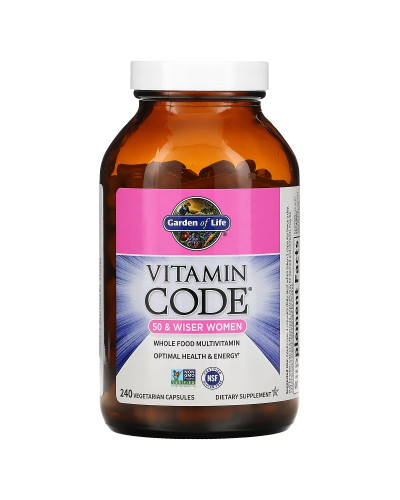 Женские Мультивитамины 50+ из цельных продуктов, Vitamin Code, Whole Food Multivitamin for Women, Garden of Life, 240 вегетарианских капсул