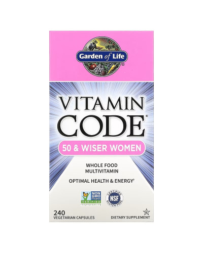 Женские Мультивитамины 50+ из цельных продуктов, Vitamin Code, Whole Food Multivitamin for Women, Garden of Life, 240 вегетарианских капсул