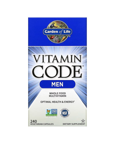 Чоловічі Мультивітаміни з цілісних продуктів, Vitamin Code, Whole Food Multivitamin for Men, Garden of Life, 240 вегетаріанських капсул