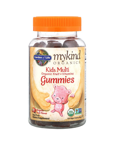 Мультивитамины для детей, фруктовый вкус, Kids Multi, MyKind Organics, Garden of Life, 120 веганских мармеладных мишек