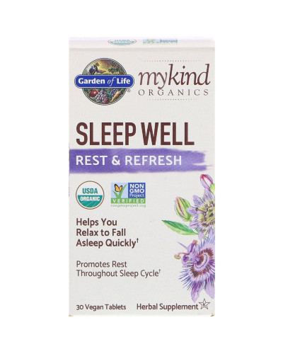 Комплекс Для Сна, Отдыха и Свежести, MyKind Organics, Garden of Life,  30 веганских таблеток