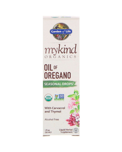 Масло Орегано, Сезонные Капли, MyKind Organics, Garden of Life, 1 жидкая унция (30 мл)