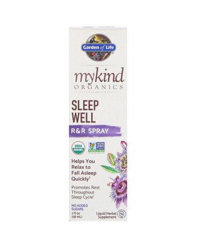 Органічна Трав'яна Суміш Для Сну, MyKind Organics, Sleep Well, Garden of Life, R & R Спрей, 2 рідких унції (58 мл)
