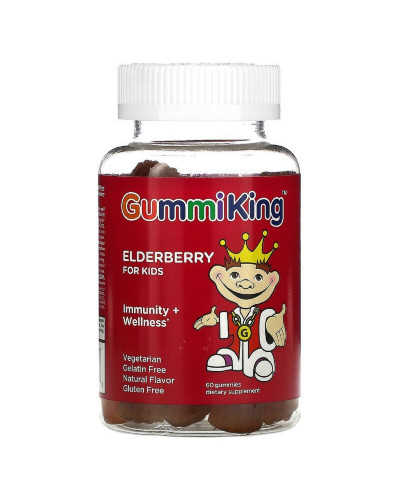 Бузина для детей, крепкий иммунитет, вкус малины, Elderberry for Kids, GummiKing, 60 жевательных конфет