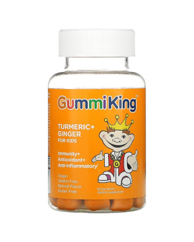 Куркума и имбирь для детей, здоровый иммунитет, вкус манго, Turmeric Ginger For Kids, GummiKing, 60 жевательных конфет