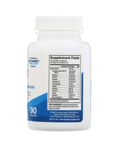 Пищеварительные Ферменты TriEnza, Houston Enzymes, 90 жевательных таблеток