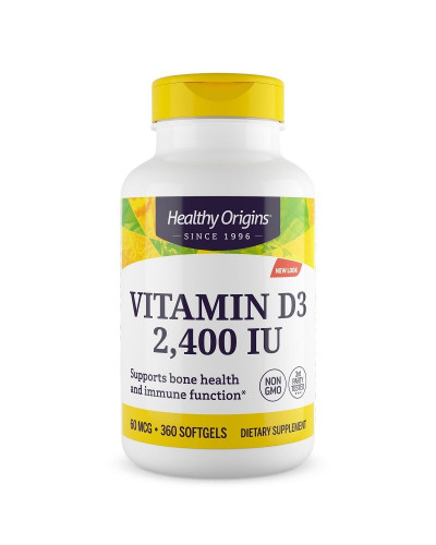 Вітамін D3, 2400 МО, Vitamin D3, Healthy Origins, 360 желатинових капсул