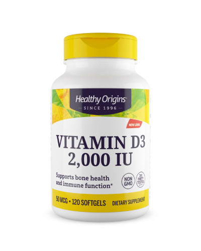 Вітамін D3, Vitamin D3 2000IU, Healthy Origins, 120 капсул