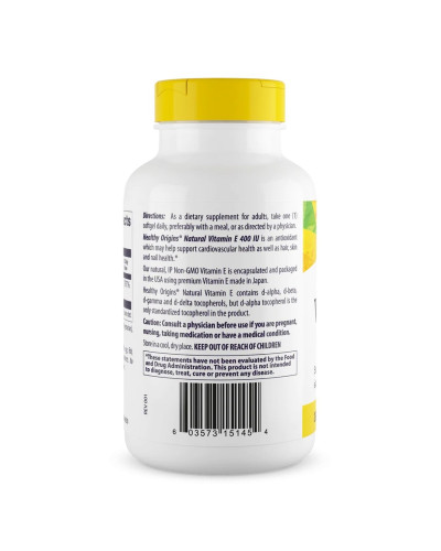Вітамін E, 400 МО, Суміш Токоферолів, Vitamin E, Healthy Origins, 180 капсул