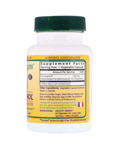 Пикногенол, Pycnogenol, Healthy Origins, 100 мг, 30 капсул
