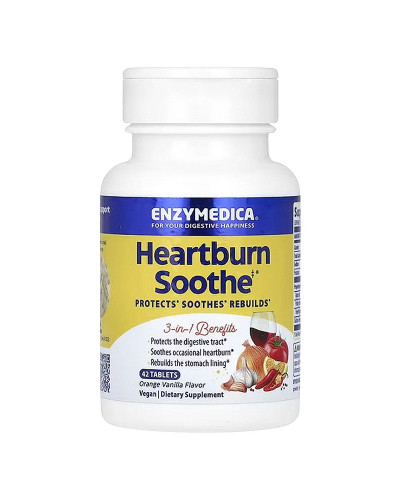 Комплекс для полегшення печії, смак апельсину та ванілі, Heartburn Soothe, Enzymedica, 42 жувальні таблетки