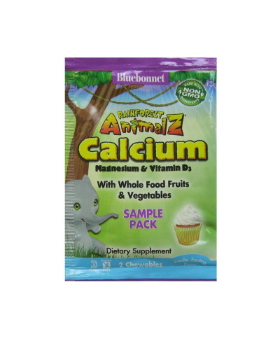 Кальций Магний & Витамин D3 для Детей, Rainforest Animalz, Bluebonnet Nutrition, Вкус Ванили, 2 жевательные конфеты в форме животных